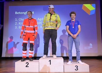 Brage Sveum fra Innlandet tok bronse i betongfaget under Yrkes-NM 2022. - Klikk for stort bilde