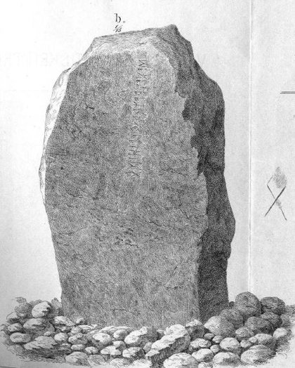 Einangsteinen fra tegning  1870-tallet. - Klikk for stort bilde